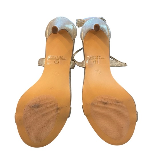 Lulus Glam Elegant Gold Faux Suede High Heel Sandals prom special event shoes - Picture 10 of 10